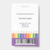 Customized Colorful School Teacher Code ID badge バッジ (裏面)