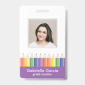 Customized Colorful School Teacher Code ID badge バッジ (正面)