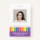 Customized Colorful School Teacher Code ID badge バッジ (正面)