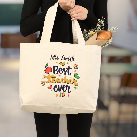 Customized Cotton Canvas Tote Bag for Teachers ラージトートバッグ