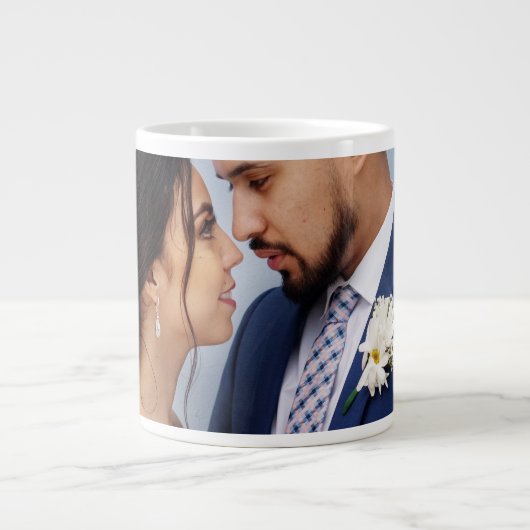 Customized Couple Wedding Photo ジャンボコーヒーマグカップ (正面)