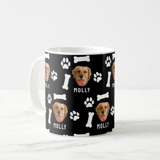 Customized Dog Pet Photo & Name Black コーヒーマグカップ (正面左)