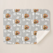 Customized Dog Pet Photo & Name Gray シェルパブランケット (正面(横))