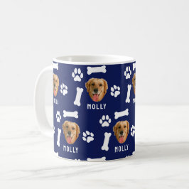 Customized Dog Pet Photo & Name Navy Blue コーヒーマグカップ