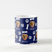 Customized Dog Pet Photo & Name Navy Blue コーヒーマグカップ (中央)