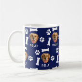 Customized Dog Pet Photo & Name Navy Blue コーヒーマグカップ (左)