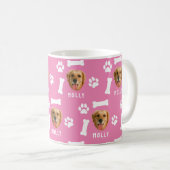 Customized Dog Pet Photo & Name Pink コーヒーマグカップ (正面右)