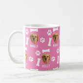 Customized Dog Pet Photo & Name Pink コーヒーマグカップ (左)