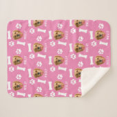 Customized Dog Pet Photo & Name Pink シェルパブランケット (正面(横))