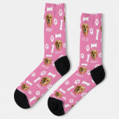 Customized Dog Pet Photo & Name Pink ソックス (左)