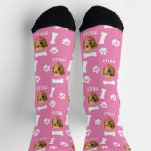 Customized Dog Pet Photo & Name Pink ソックス (上部)