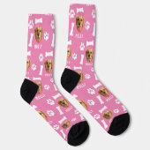 Customized Dog Pet Photo & Name Pink ソックス (右)