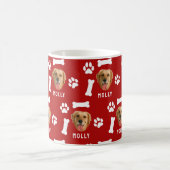 Customized Dog Pet Photo & Name Red コーヒーマグカップ (中央)