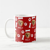 Customized Dog Pet Photo & Name Red コーヒーマグカップ (左)