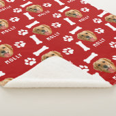 Customized Dog Pet Photo & Name Red シェルパブランケット (3/4)