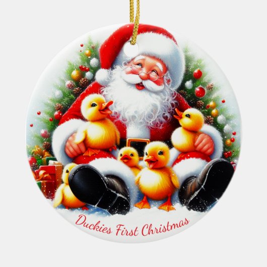 Customized Duckling Christmas Ornament セラミックオーナメント (正面)