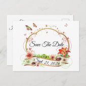 Customized Elegant Save The Date ポストカード (正面/裏面)