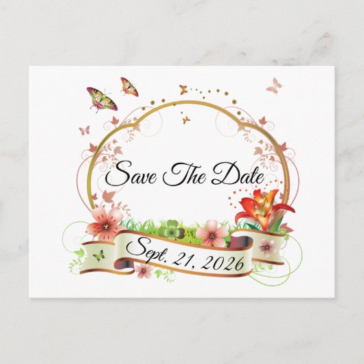 Customized Elegant Save The Date ポストカード (正面)
