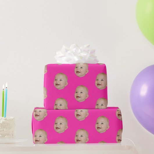 Customized Face 1st 10th 20th 30th Birthday Party ラッピングペーパー (パーティーギフト)