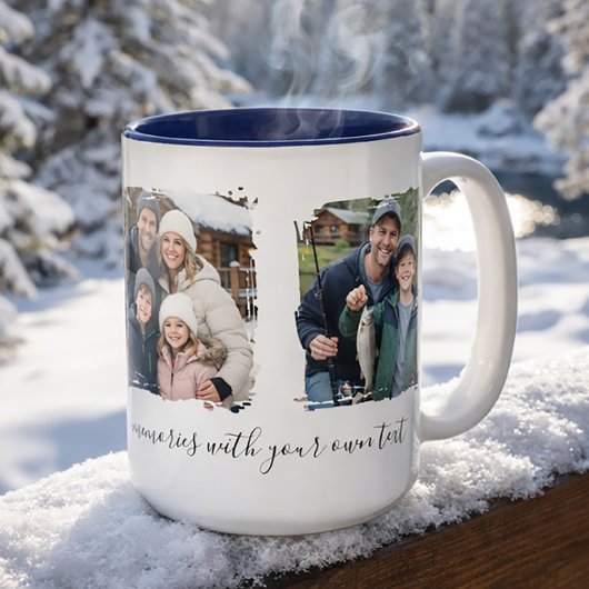 Customized Family 3 Photo Collage Gift Mug ツートーンマグカップ