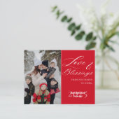 Customized Family Name 1 Photo Year Elegant Script シーズンポストカード (スタンド正面)