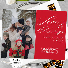 Customized Family Name 1 Photo Year Elegant Script シーズンポストカード