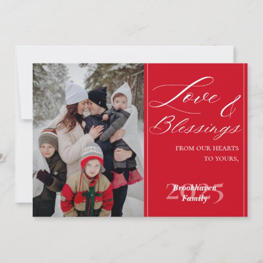 Customized Family Name Year 1 Photo Modern Script  シーズンカード (正面)