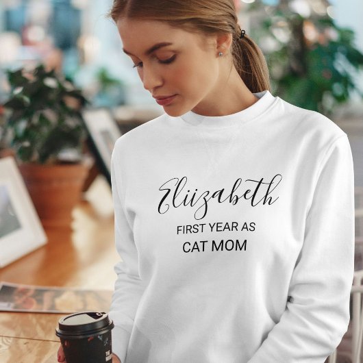 Customized Funny Cat Lover Black Script Name White スウェットシャツ