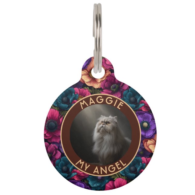 Customized Fur Dad Gift Anemones Flower ペット　ネームタグ (正面)