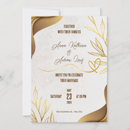 Customized Gold Wedding Party Invitation Card 招待状