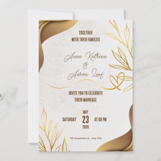 Customized Gold Wedding Party Invitation Card 招待状 (正面)