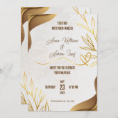 Customized Gold Wedding Party Invitation Card 招待状 (正面/裏面)