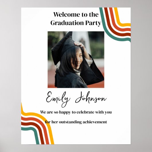 Customized Graduation Party Poster Boho ポスター (正面)