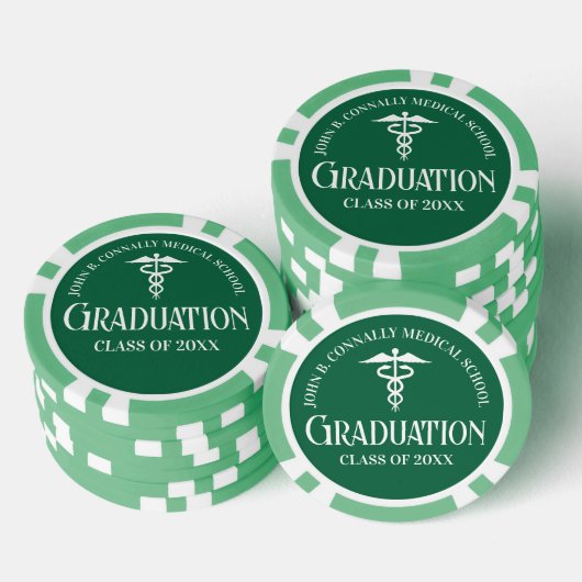 Customized Green Medical School Graduation Party ポーカーチップ (積み重ね)