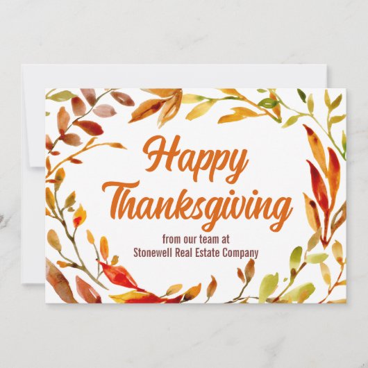 Customized Happy Thanksgiving Autumn Leaf Business シーズンカード (正面)