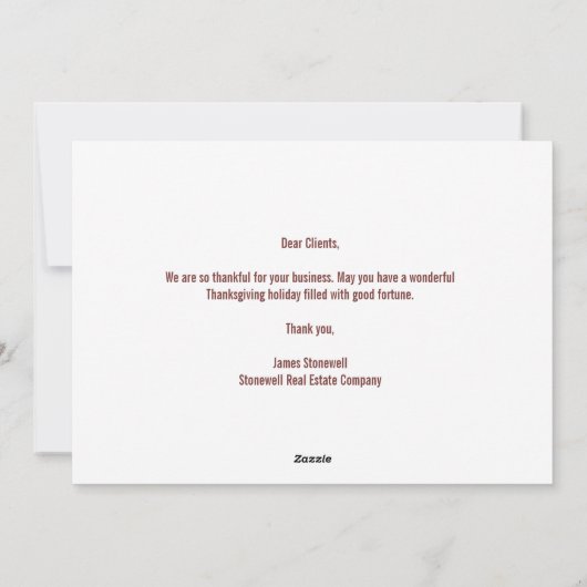 Customized Happy Thanksgiving Autumn Leaf Business シーズンカード (裏面)