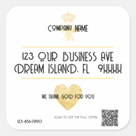 Customized HEART Thank GOD For YOU Business Return スクエアシール