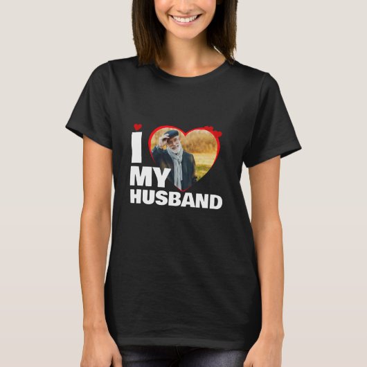 customized I Love My Husband Heart Photo custom  Tシャツ (正面)