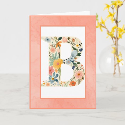 Customized Initial Birthday Digital Download カード (黄色い花)