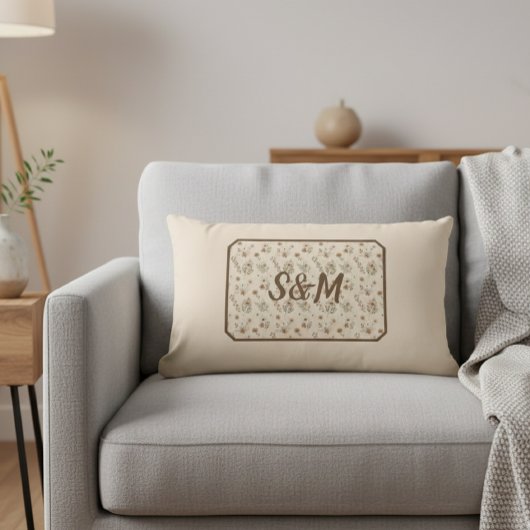Customized initial decorative pillow, Botanical ランバークッション