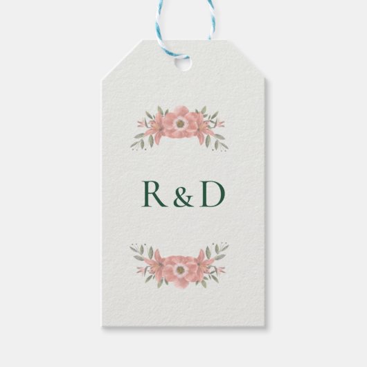 Customized Initials Blush Garden Wedding Favor ギフトタグ (正面)