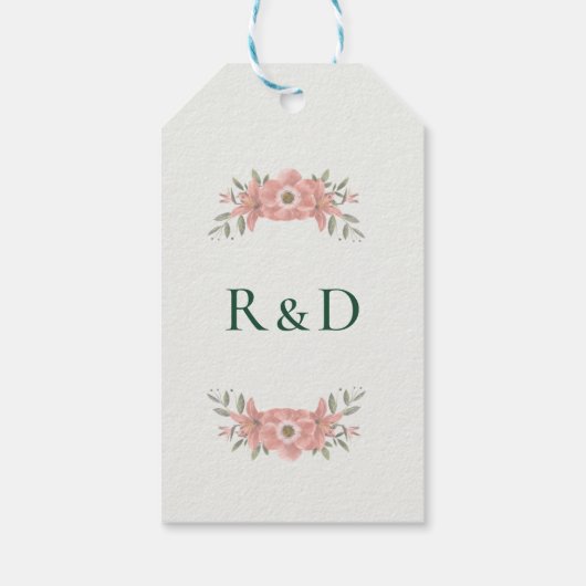 Customized Initials Blush Garden Wedding Favor ギフトタグ (裏面)
