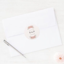 Customized Initials Blush Garden Wedding Favor ラウンドシール