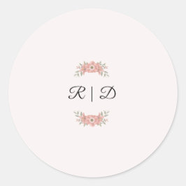 Customized Initials Blush Garden Wedding Favor ラウンドシール