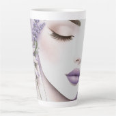 Customized Lavender Purple Woman Elegant Beauty  カフェラテマグ (正面)