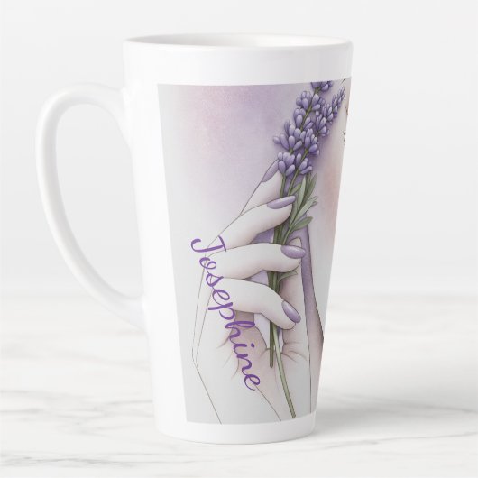 Customized Lavender Purple Woman Elegant Beauty  カフェラテマグ (左)