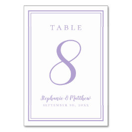 Customized Lavender Wedding Table Number Card テーブルナンバー