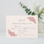 Customized Minimal Blush Garden Wedding RSVP Card (スタンド正面)