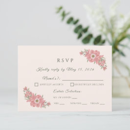Customized Minimal Blush Garden Wedding RSVP Card