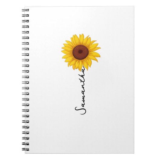 Customized minimal sunflower notebook, personalize ノートブック (正面)